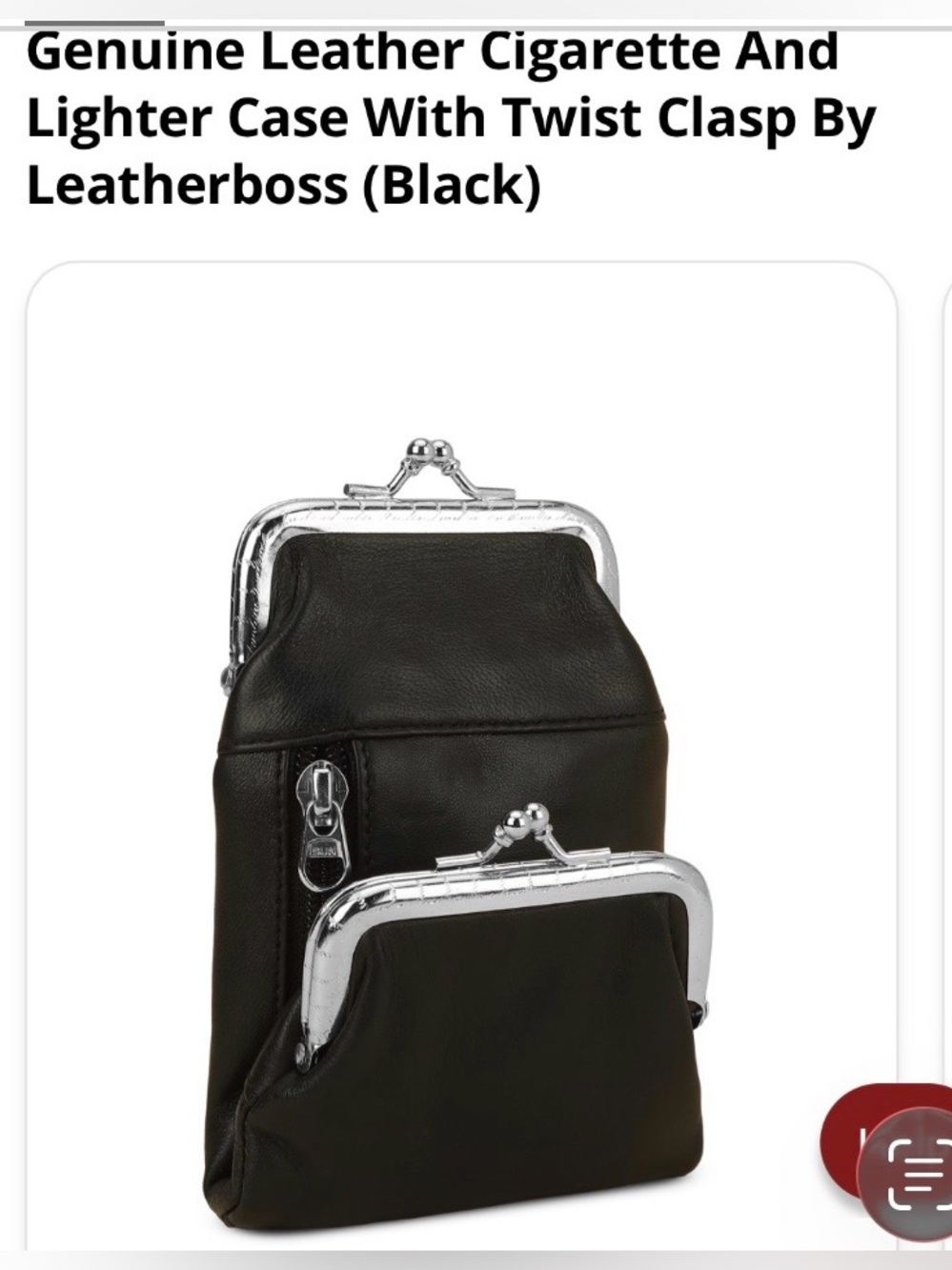 Leatherboss Cigarette & Lighter Case Twist Clasp Black genuine leather wallet
